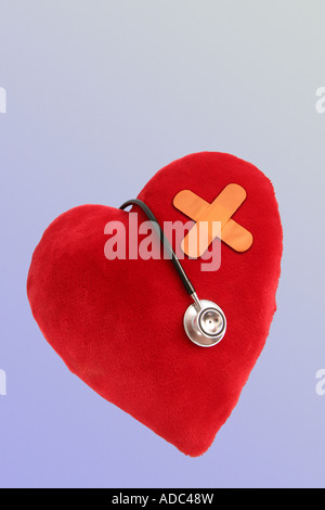 hurted heart and a stethoscope Stock Photo