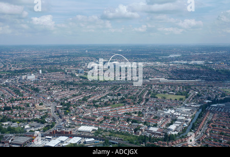 Aerial view of the new Wembley Stadium and surrounding areas of Ealing, Park Royal and Northolt. Stock Photo