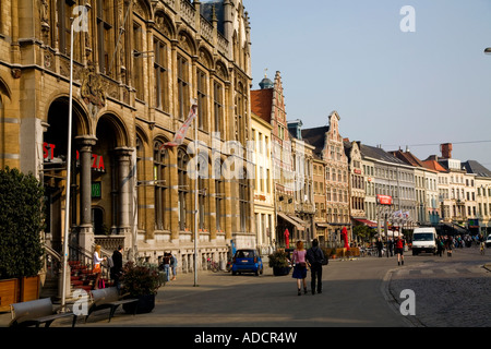Shopping street in downtown center of Gent, Ghent, Belgium, Europe Stock Photo