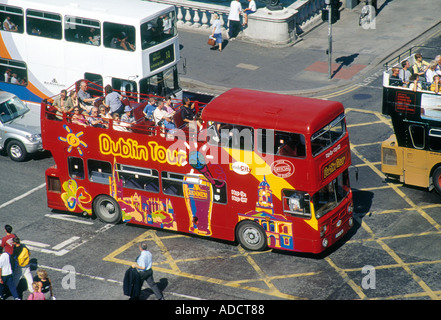 Dublin Republic of Ireland Dublin Tour tourist bus crossing O Connell Bridge Stock Photo
