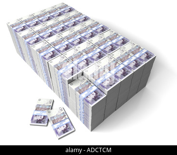 Money Million Pounds Sterling Stacked In Notes White Stock