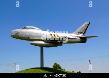 Korean War era Grumman F9F-5 Panther Navy fighter jet on display