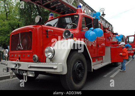 Warsaw Fire-Service 170 anniversary occasional show. Deutz old type of fire-engine vehicle
