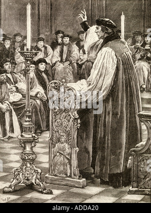 Colet preaching. John Colet,1467 –1519. English churchman and educational pioneer. Dean of St Paul's Cathedral and founder of St. Paul's School London. Stock Photo