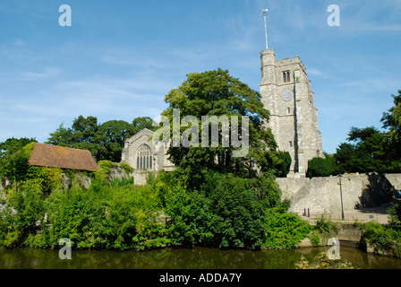 All Saints Church and River Medway Maidstone Kent England Stock Photo