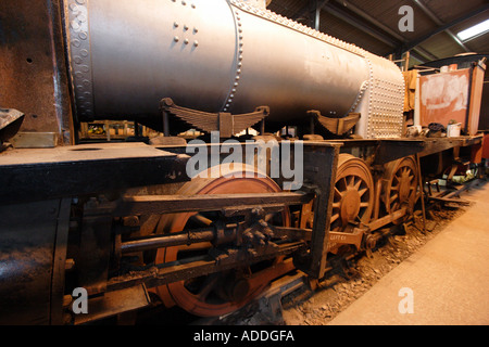 Workshop and engine sheds with locomotive renovation project in progress Stock Photo