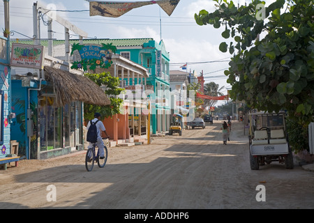 San Pedro Main Street Ambergris Cay Belize Central America Stock Photo 