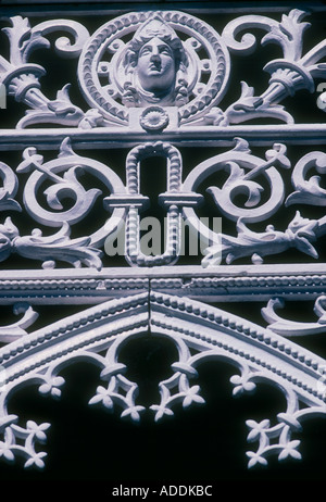 Cast ironwork detail of Victorian terrace house in Melbourne Australia Stock Photo