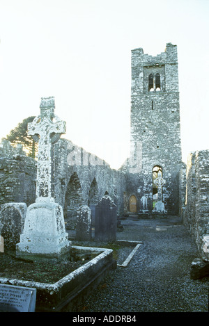 Inside the ruin of Slane Abbey in County Meath Ireland Stock Photo