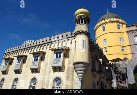 View of the colourful fairy medieval Palacio Pena Palace Sintra Lisbon Costa Lisboa Portugal Iberia Europe Stock Photo