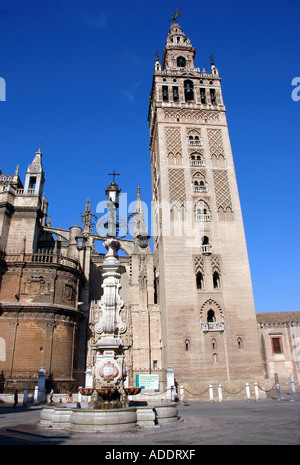 View of Sevilla Seville Gothic Cathedral catedral & La Giralda Tower Andalusia Andalucía España Spain Iberia Europe Stock Photo