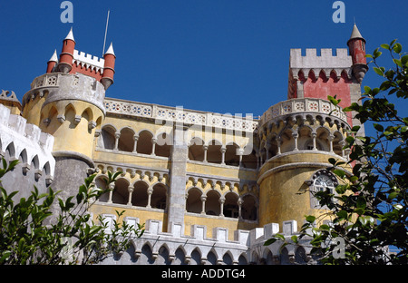 View of the colourful fairy medieval Palacio Pena Palace Sintra Lisbon Costa Lisboa Portugal Iberia Europe Stock Photo