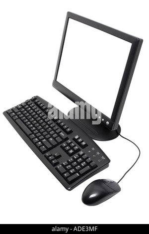 Personal Computer with keyboard and mouse Stock Photo