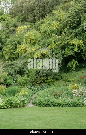 Area of Highdown Gardens, Worthing, West Sussex. The garden is built on chalky soil Stock Photo