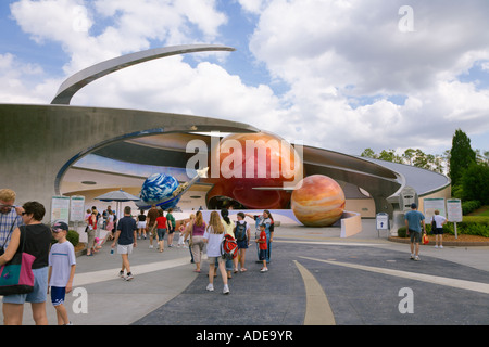 Park guests at Mission Space attraction in Epcot Center at Walt Disney World, Florida Stock Photo