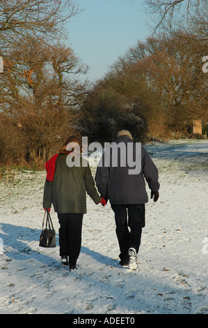 couple on romantic walk Stock Photo