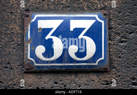 old fashioned house number sign Stock Photo