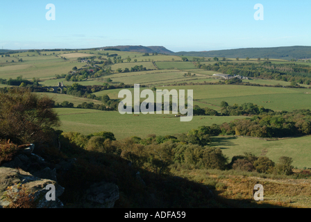 View Towards Cheviot Hills of Northumbrain Countryside from Between Alnwick and Rothbury Nothumberland England United Kingdom UK Stock Photo