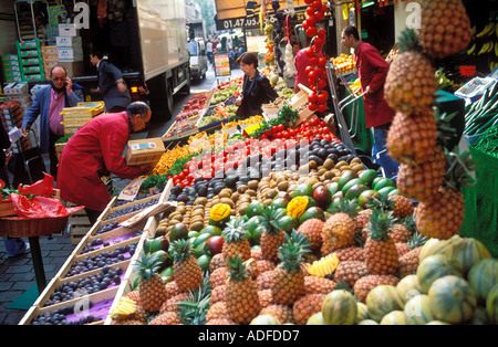 France Paris Fresh produce on Rue Cler a street market Stock Photo