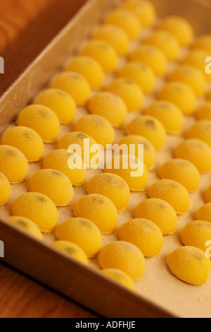Preparation of Ravioli pasta with maionese and Salsa Verde sauce Cracco Peck restaurant Milan Lombardy Italy Stock Photo