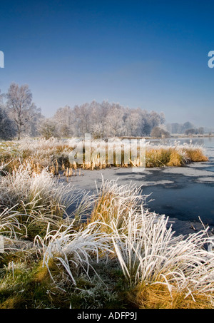 Marston Flash in Winter, Near Northwich, Cheshire, England, UK Stock Photo