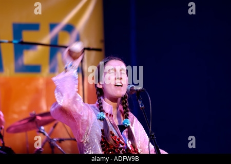 Andrea Echeverri of Aterciopelados playing live at the Paul J Getty Museum in Los Angeles California as part of its Garden Conc Stock Photo