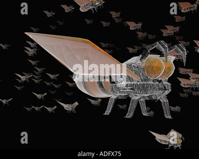 nanotechnology tiny robots or nanobots which could be used in medical science warfare or other technologies 3d computer il Stock Photo