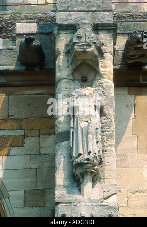 Acid rain damage to stone carvings Gloucester Cathedral UK Stock Photo