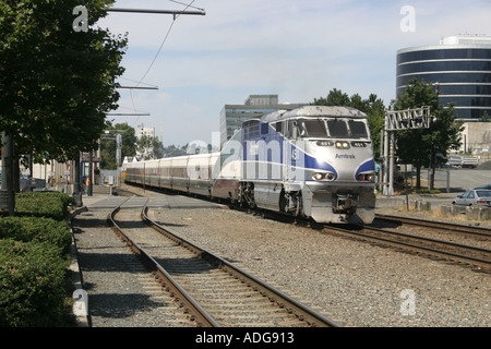 Amtrak Cascades Passenger Train downtown Seattle WA Stock Photo