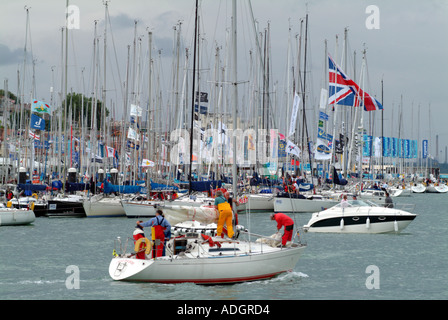 Cowes Week yachting activity on River Medina southern England UK Stock Photo