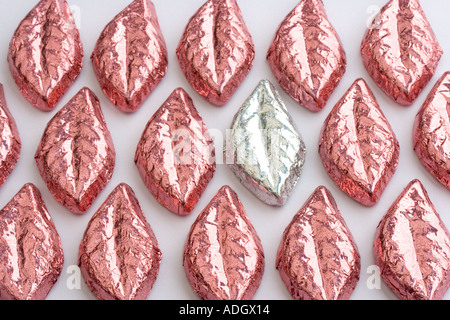 Foil wrapped chocolates Stock Photo