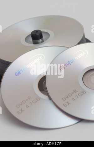 Blank DVD's on spindle Stock Photo