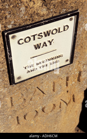 Cotswold Way sign at the beginning and the end of the Cotswold Way at Chipping Campden, Gloucestershire, UK Stock Photo