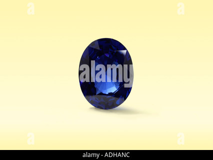 Large oval dark blue sapphire stone Stock Photo