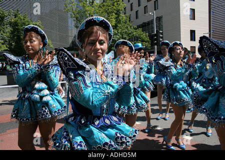 Girl dancers at the Carnaval Del Pueblo London Stock Photo