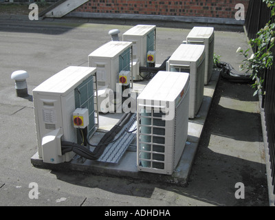 External condenser units for air conditioning installation Stock Photo