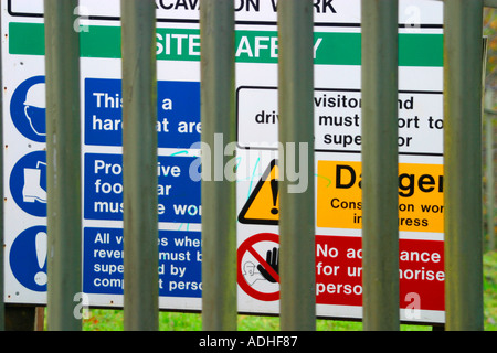 Building construction site warning sign Stock Photo