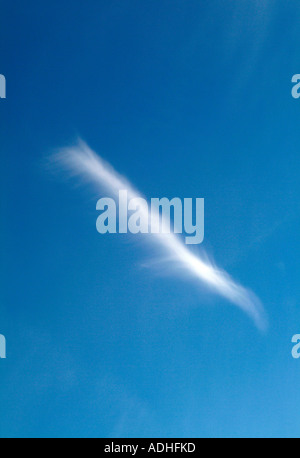 White Cirrus Clouds High in a Blue Sky Over Cheshire England Stock Photo