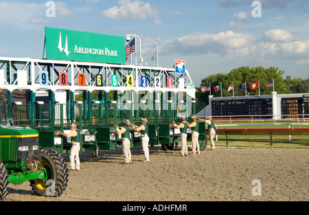Loaders readying the Starting Gate Stock Photo