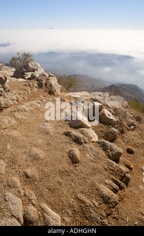 Thick fog settles over Ahwatukee Arizona as seen from South Mountain Stock Photo