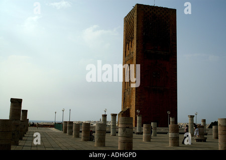 Hassan tower + remains of the mosque's prayer hall Rabat Morocco Stock Photo