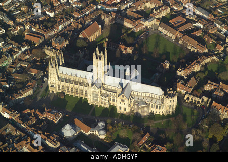 Aerial photograph of Canterbury Cathedral in Kent, taken on a winters day Stock Photo