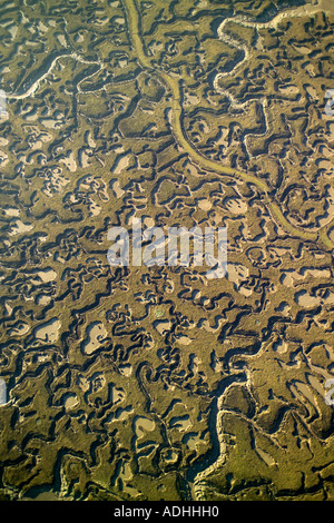 Aerial view of Chetney Marshes in the River Medway in Kent Stock Photo