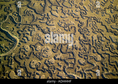 Aerial view of Chetney Marshes in the River Medway in Kent Stock Photo