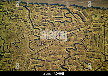 Aerial view of Chetney Marshes in the River Medway in Kent Stock Photo