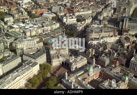 Aerial view of Trafalgar Square, Admiralty Arch and the front of the National Gallery Stock Photo