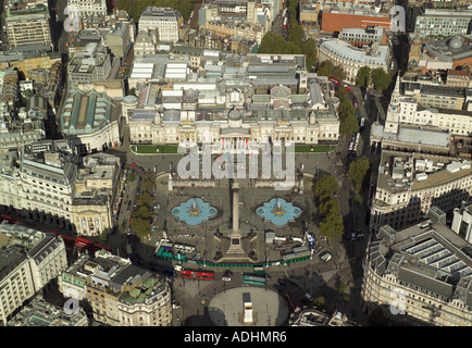 Aerial view of Trafalgar Square, Nelson's Column and the National Gallery in London Stock Photo