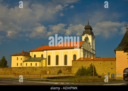 Minorite Church and Kosice Gate in central Levoca eastern Slovakia EU Stock Photo