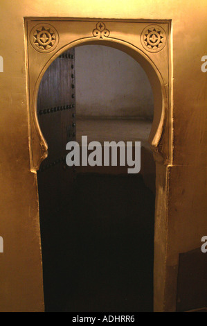 Doorway of Ben Youssef Medersa Koranic school Maghreb Marrakech Morocco Stock Photo