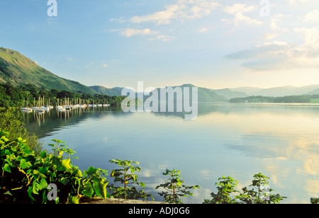 Ullswater, Lake District National Park, Cumbria, England. Looking southwest toward Howtown from Sharrow Bay. Stock Photo